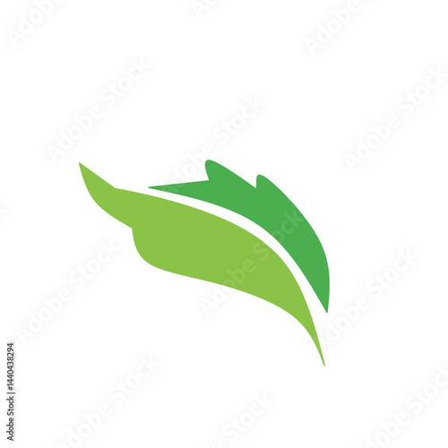 Flat style green leaf icon, Leaf icon set. Nature icon, leaf vector illustration	