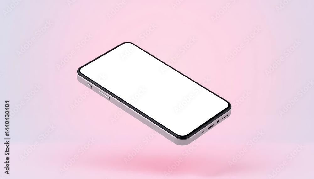 Modern Smartphone Mockup with Blank Screen Floating on Pink Background Perfect for App Presentation or Website Design Modern Smartphone Mockup with Blank Screen Floating on Pink Background Perfect for App Presentation or Website Design