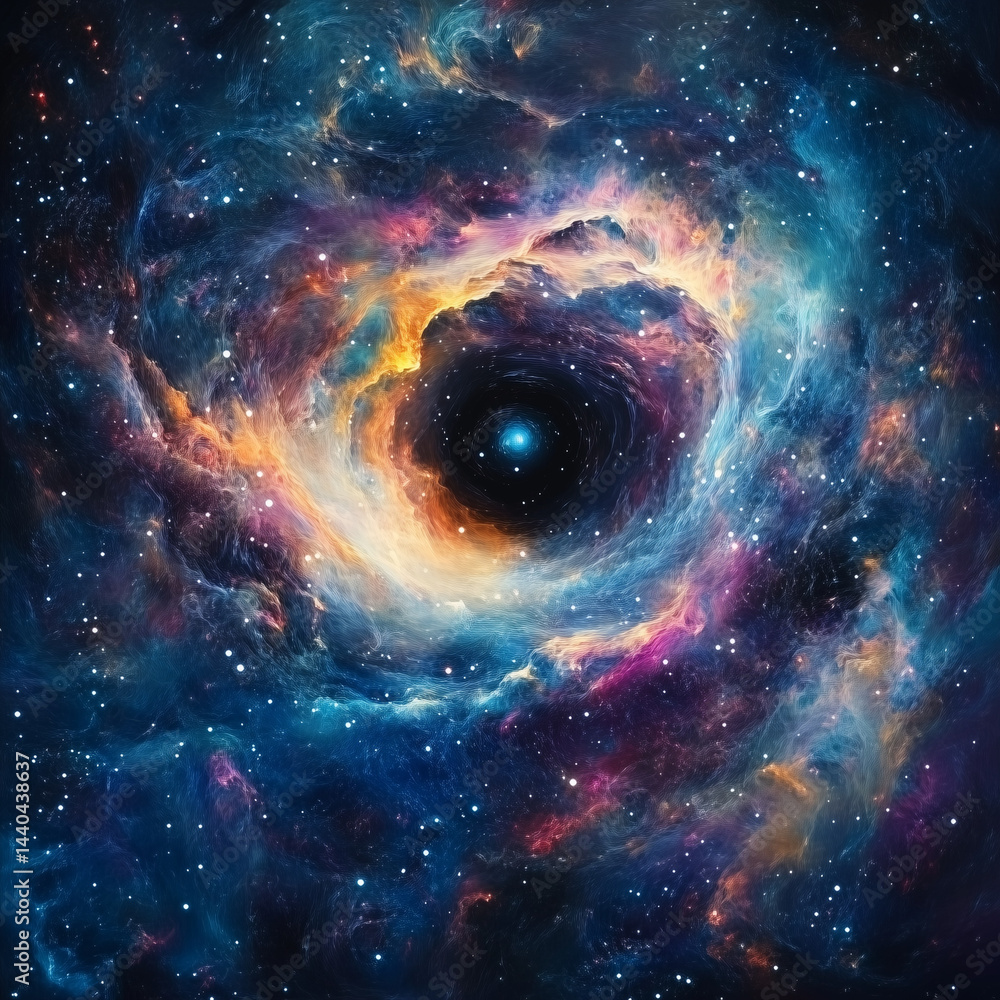 cosmic black hole surrounded by vibrant galaxy and colorful nebulae in deep space cosmic black hole surrounded by vibrant galaxy and colorful nebulae in deep space