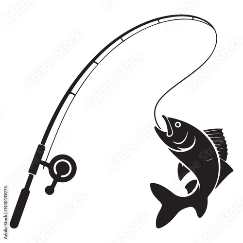 fishing rod Vector Black silhouettes. fishing rod icon. with white background