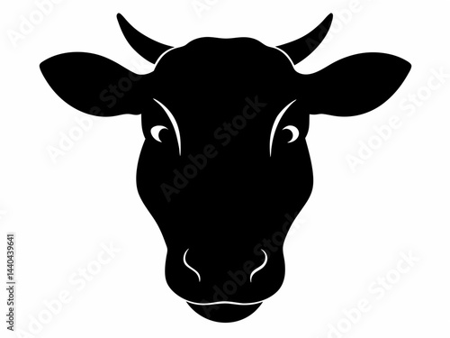 cattle head icon,cow head black silhouette vector