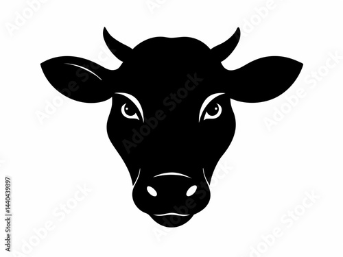cattle head icon,cow head black silhouette vector