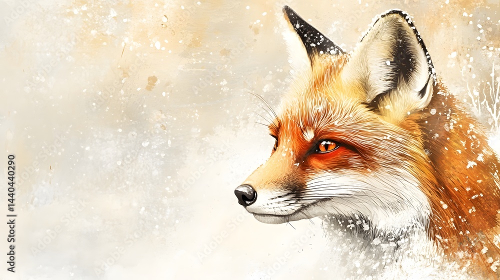 Obraz premium Close-Up Red Fox in Snow for Wildlife Art Design