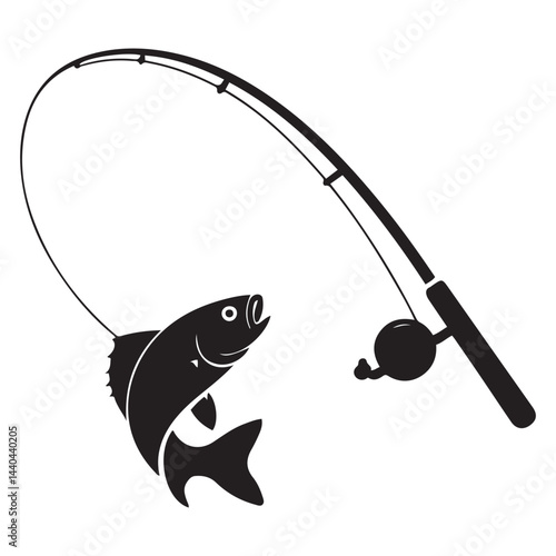 fishing rod Vector Black silhouettes. fishing rod icon. with white background