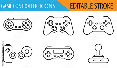 Set of 12 gaming controller icons with various designs, including wired and wireless options.