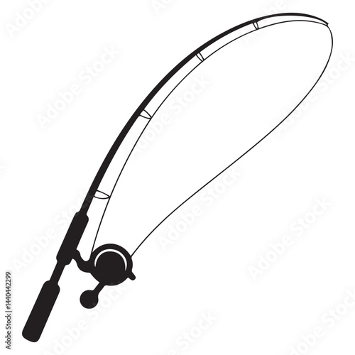 fishing rod Vector Black silhouettes. fishing rod icon. with white background