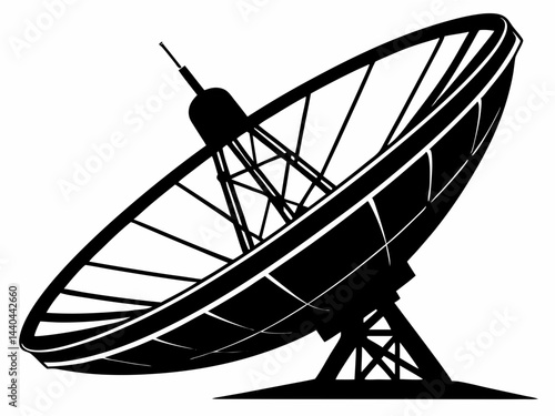 Large satellite dish antenna icon silhouette vector