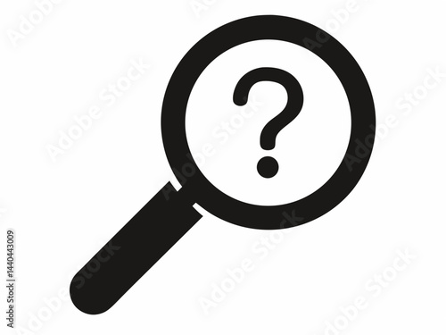 Magnifying glass question mark silhouette,Magnifying glass black vector icon