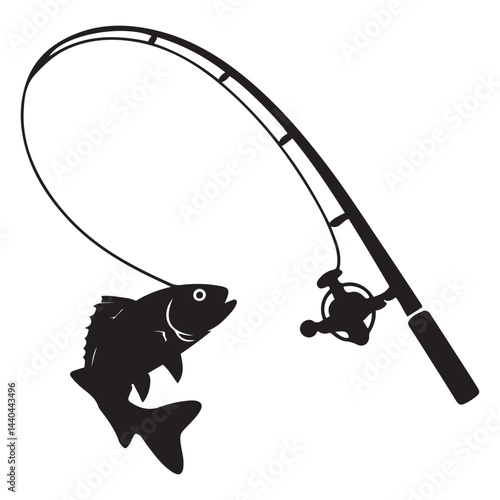 fishing rod Vector Black silhouettes. fishing rod icon. with white background