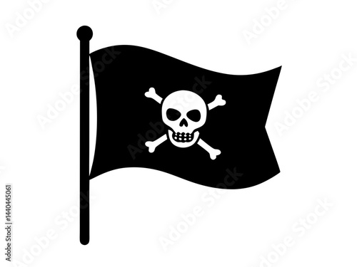 pirate flag with a skull and crossbones silhouette, skull and crossbones flag silhouette icon