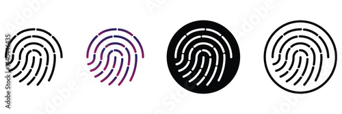 Finger print icon set biometric scan security access identification touch authentication privacy sensor unlock technology vector illustration design.