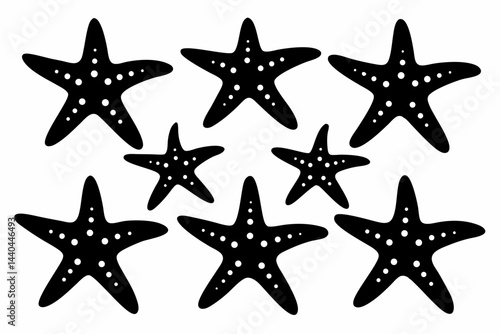 starfish silhouette set,sea fish silhouette bundle