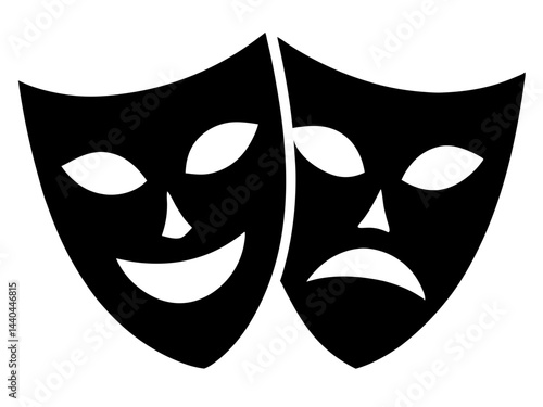 Theater masks silhouette,masks clipart,Theater masks vector art