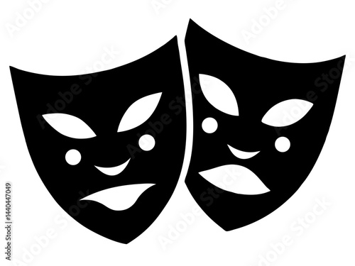 Theater masks silhouette,masks clipart,Theater masks vector art