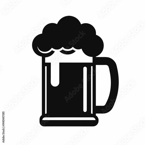  beer mug black silhouette icon on white background