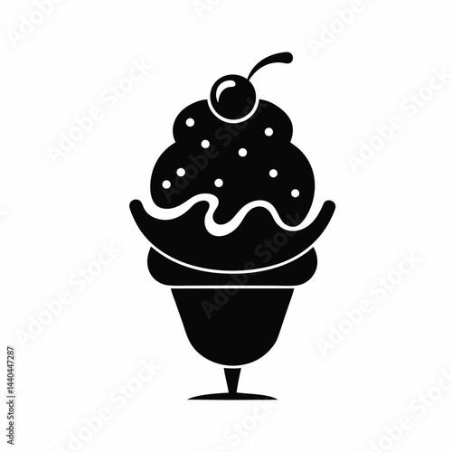  ice cream black silhouette  icon on white background