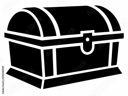wooden treasure chest silhouette,treasure chest flat vector icon
