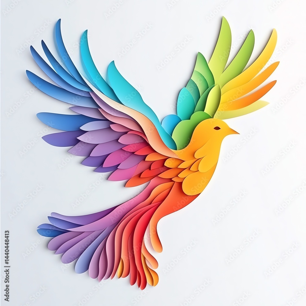 Obraz premium Vibrant paper bird with colorful feathers.