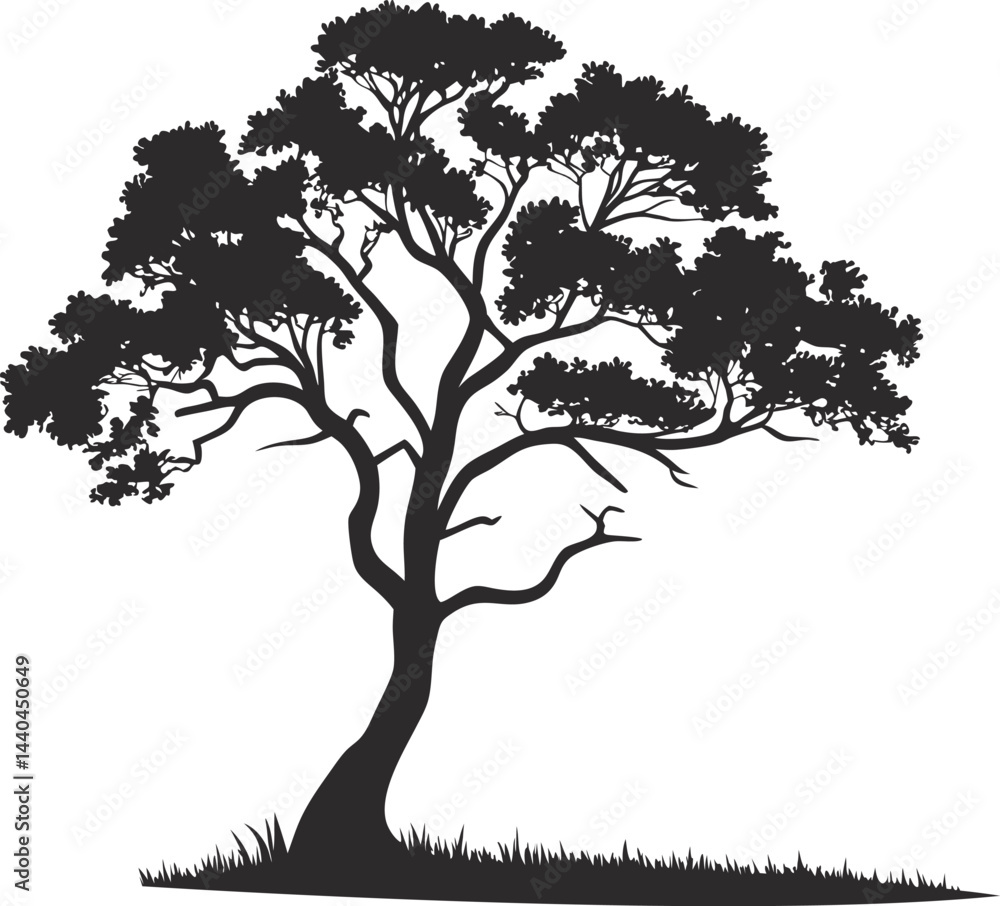 Fototapeta premium Tree Silhouette Vector Illustration - Simple and Minimalistic Outline Design for Creative.