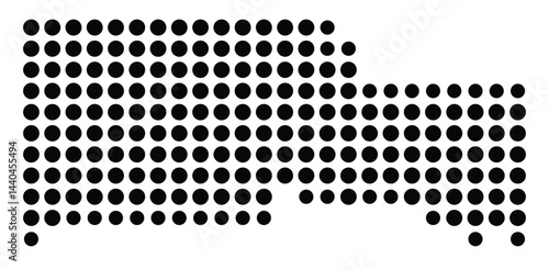 Symbol Map Of the County Roosevelt (Montana, US) showing the County with a few black dots