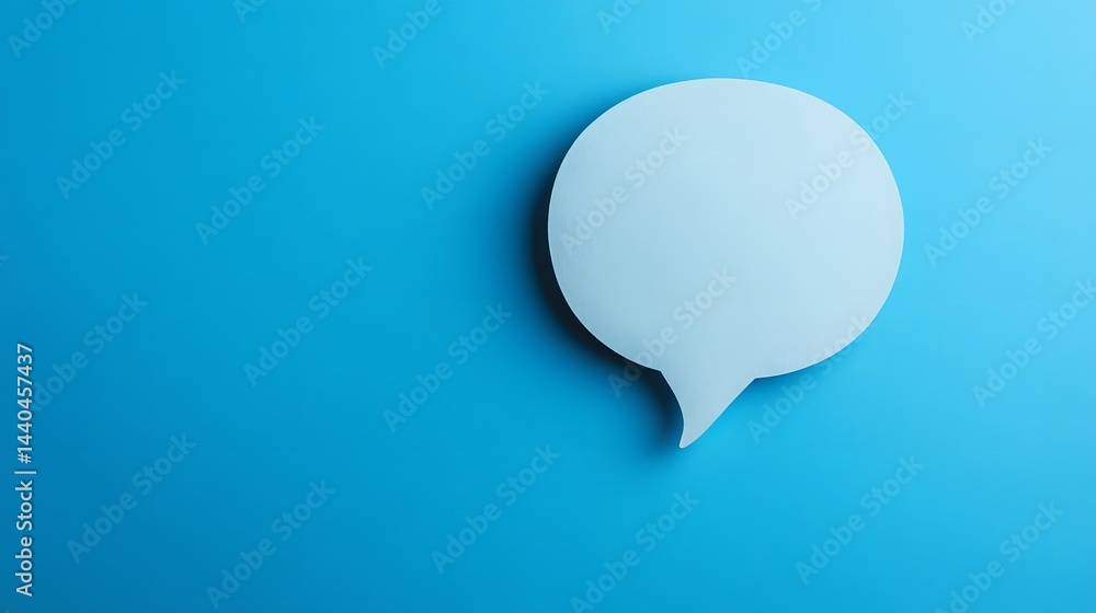 Minimalist White Speech Bubble on Vibrant Blue Background Minimalist White Speech Bubble on Vibrant Blue Background