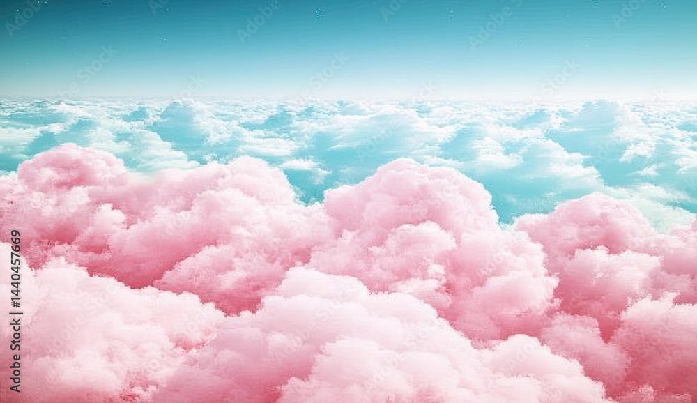 Pink and blue cloudscape, dreamy, aerial view Pink and blue cloudscape, dreamy, aerial view