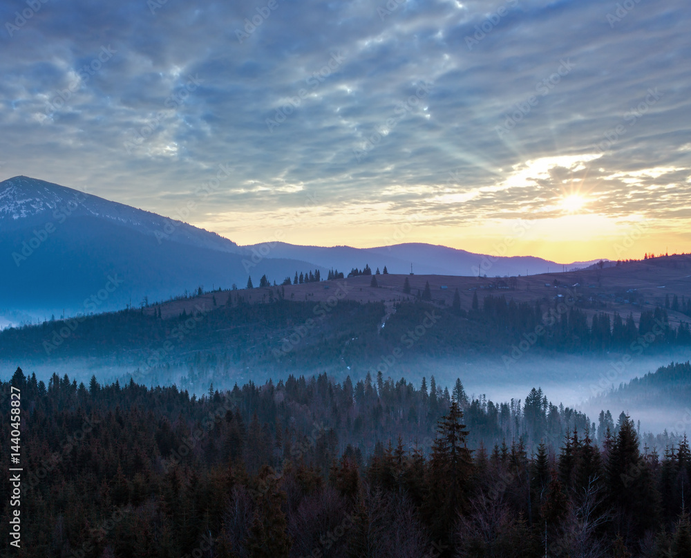 Early morning spring Carpathian mountains