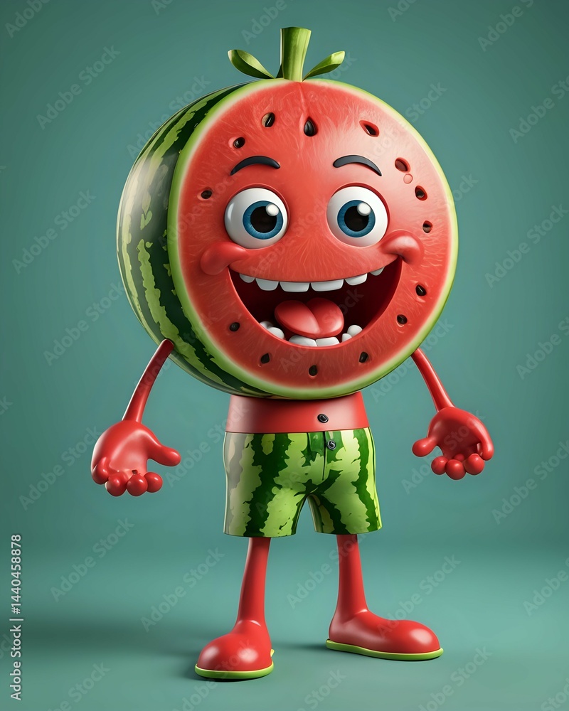 Fototapeta premium Happy Watermelon Cartoon Character Illustration