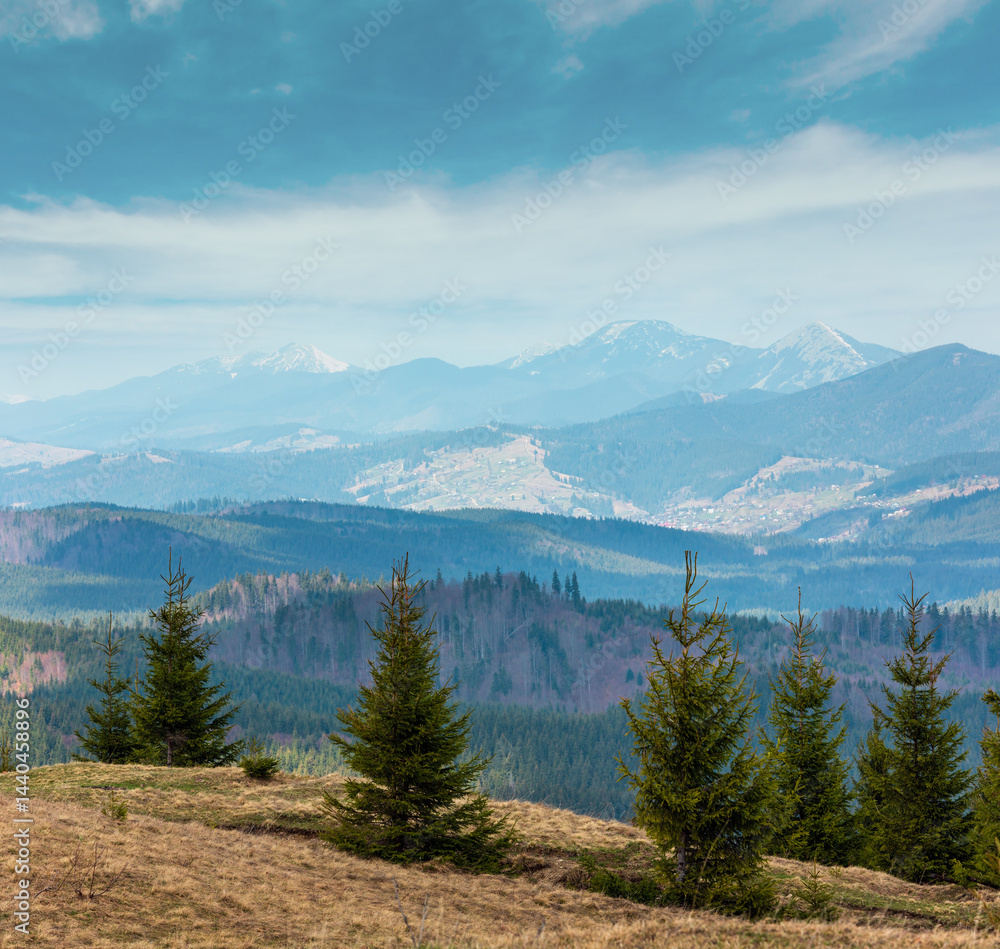 Early spring mountain hill