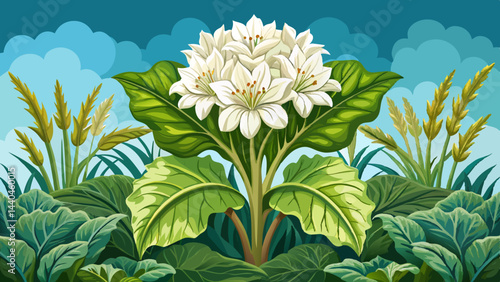 Very beautiful White Lettuce Plant, Prenanthes alba, Wildflower, Meadow Flower