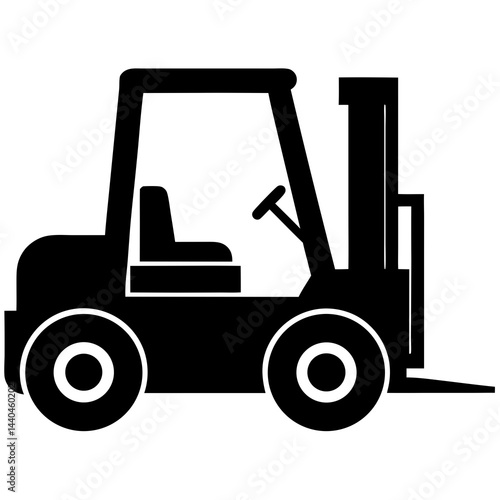 forklift loader Silhouette Vector on white background