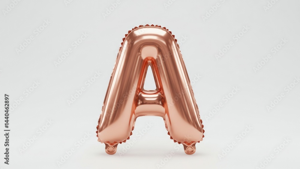 Fototapeta premium Rose gold letter A foil balloon on white
