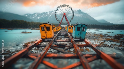 Abandoned amusement park train ride