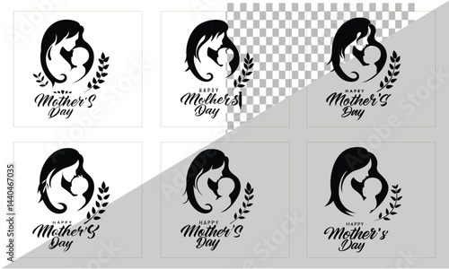 Happy Mother's day typography vector set icon vector cartoon illustration set symbol face skull design child Halloween sign woman people smile baby head art kid funny animal boy 