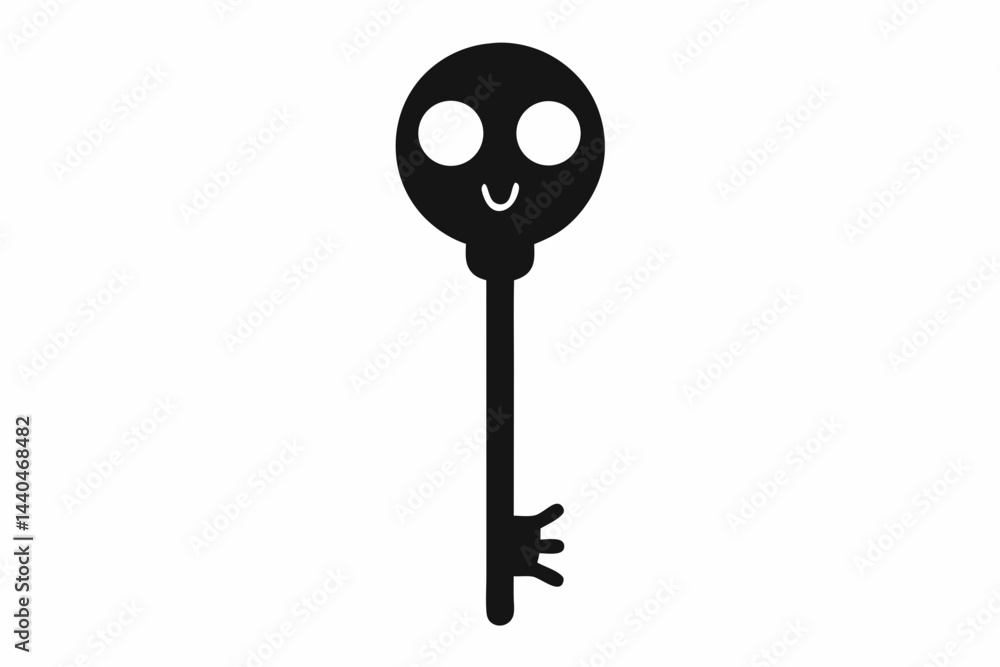 Tiny Skeleton Key With Simple Handle Black Vector Illustration Tiny Skeleton Key With Simple Handle Black Vector Illustration