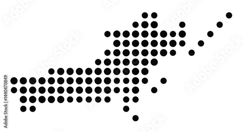 Symbol Map Of the County Carteret (North Carolina, US) showing the County with a few black dots