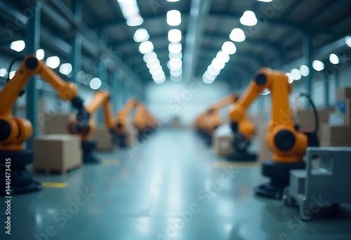 Wallpaper Mural Generative AI Robotic arms working in a factory assembly line out of focus Torontodigital.ca