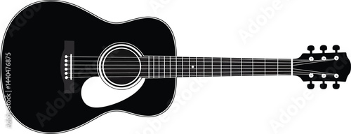 Black acoustic guitar illustration musical instrument string instrument design vector art template