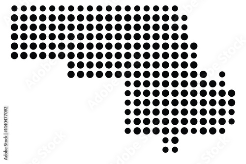 Symbol Map Of the County Morton (North Dakota, US) showing the County with a few black dots