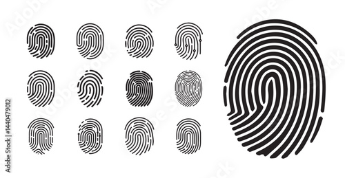 Fingerprint Icons Set Biometric Identity Security and Authentication Symbols .eps , Fingerprint scanning icons. Vector illustration
