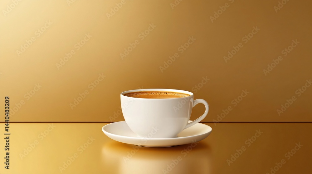 Elegant coffee cup on gold surface, inviting warm tones and smooth textures, perfect for showcasing luxury and comfort. Elegant coffee cup on gold surface, inviting warm tones and smooth textures, perfect for showcasing luxury and comfort.