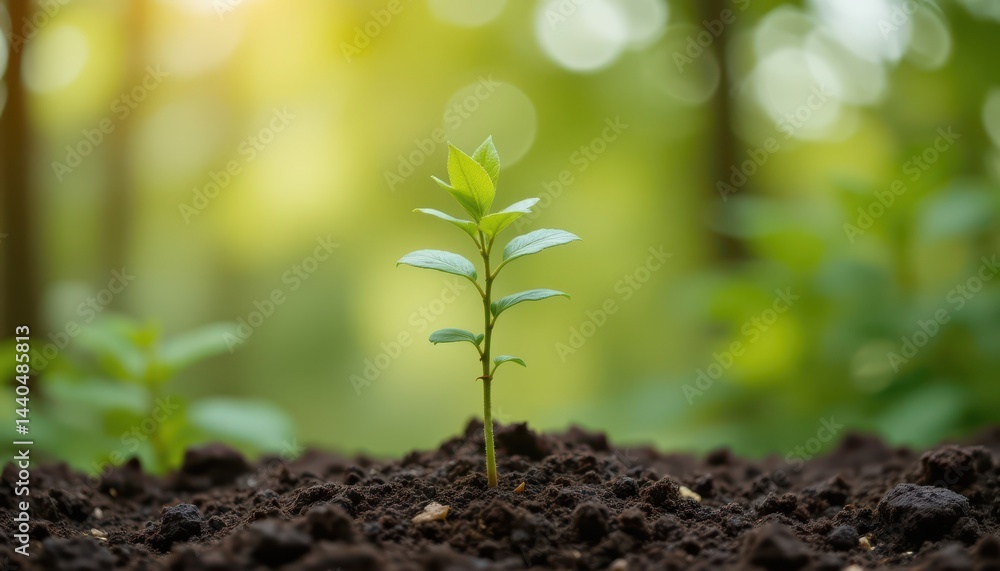 New life emerging, a small plant flourishing in rich soil, symbolizing growth and renewal New life emerging, a small plant flourishing in rich soil, symbolizing growth and renewal