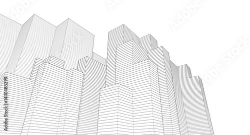 abstract architecture city 3d rendering