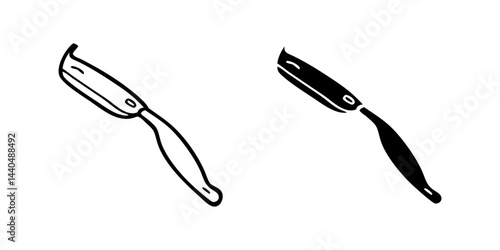 A minimalist vector icon set showcasing barber razors, suitable for grooming and salon-related projects.