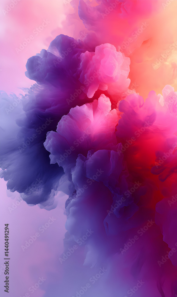 Fototapeta premium Ethereal pastel smoke and colors merge in a gradient dreamscape full of vibrancy and depth