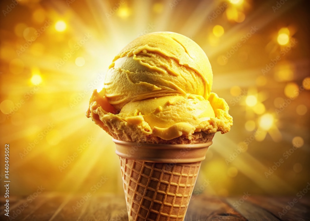 Close-up of a Delicious Ice Cream Cone in Bright Sunlight, 4K Ultra HD Stock Photo