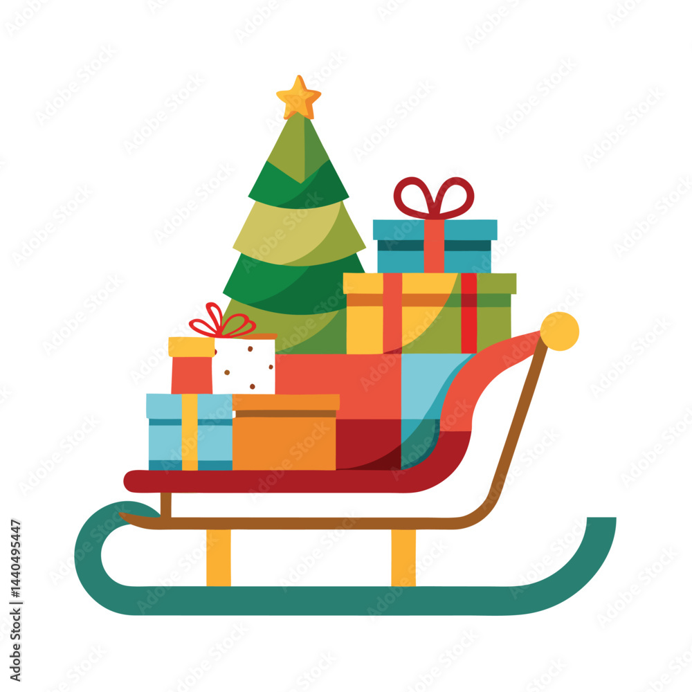 Fototapeta premium Christmas Sleigh Set Stock