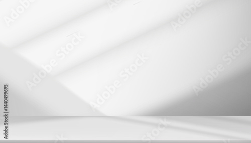 Studio Background, White Wall Room with Light,Shadow on Table Top,Grey Backdrop for Spring,Summer product presentation,Empty 3D Display Kitchen Room with Stand for Web Banner in Autumn,Winter