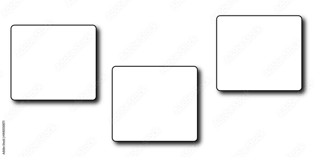 Set of vector origami banners with shadow. Square shape of paper banner. Square 4 sided geometric shape line art vector icon for apps and websites. Round Squares. Set of vector origami banners with shadow. Square shape of paper banner. Square 4 sided geometric shape line art vector icon for apps and websites. Round Squares.