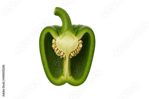 Half a fresh green pepper isolated 